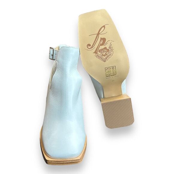 Free People Brady Buckle Boots Booties Size 9 White Leather - Picture 7 of 9